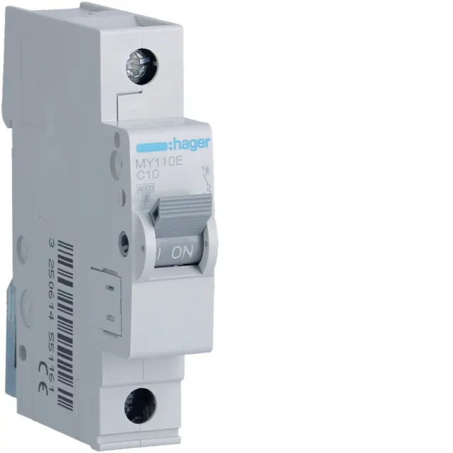 Hager MCB 10A 1P MY110E 4.5KA