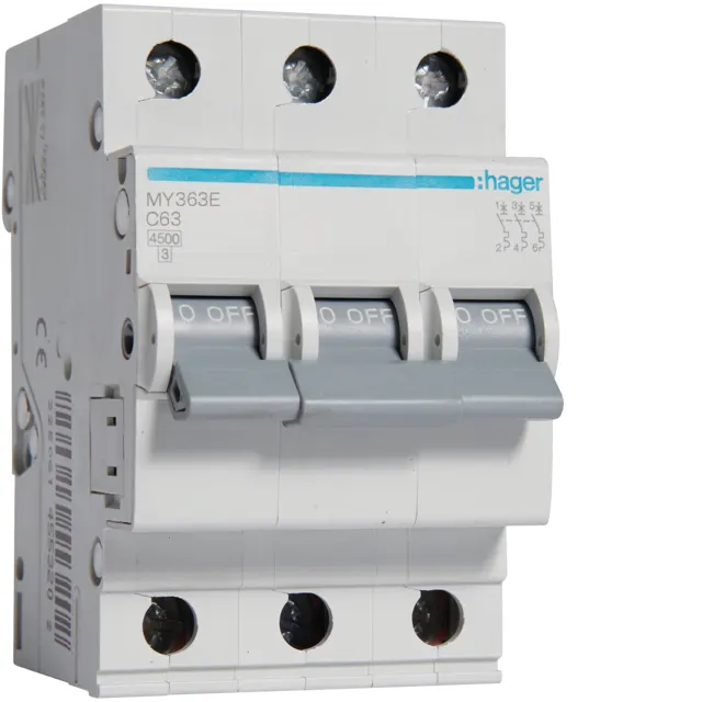 Hager MCB 63A 3P MY363E 4.5KA