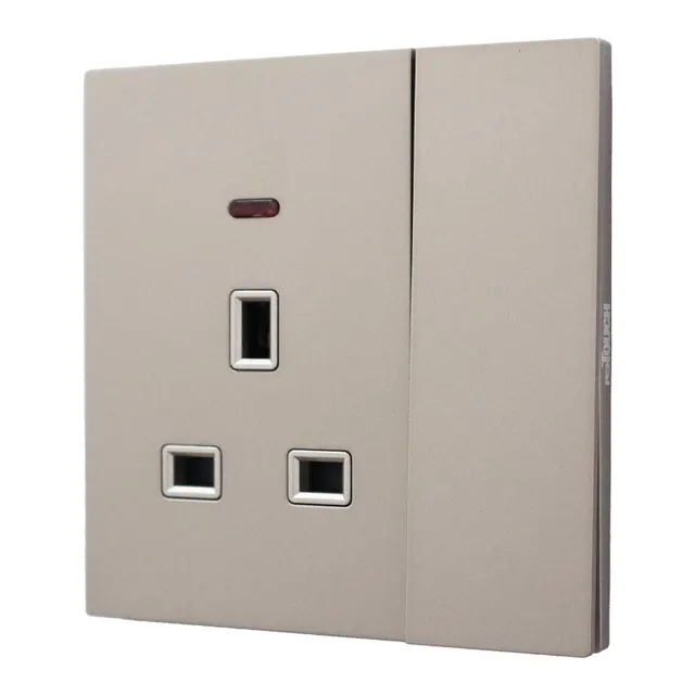 Retouch Thins+ 13A Flat Pin Big Rocket Switch Socket C/W Neon Ecru Colour