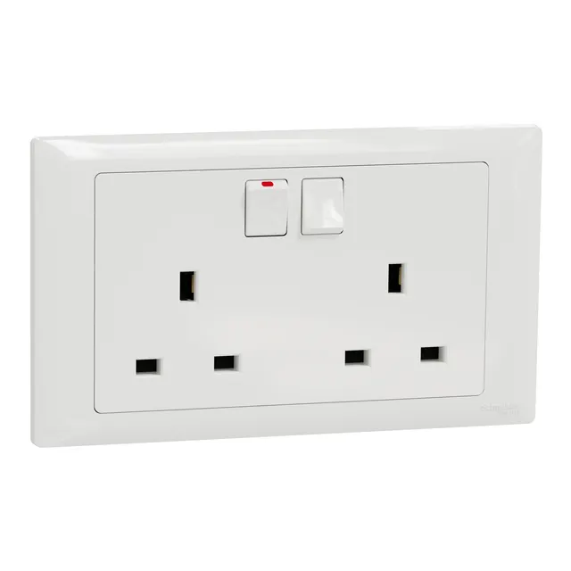 Schneider Affle Plus 13A 2G Twin Socket