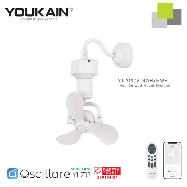 Youkain YJ713 White Corner Fan