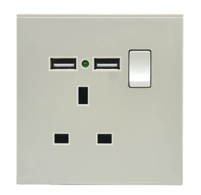 reTOUCH Elegance Sense 13A Flat Pin Switch Socket with Double USB