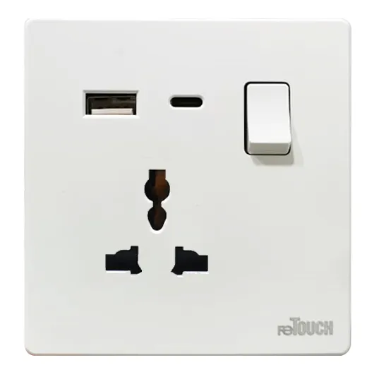 reTOUCH Ultra Rimless 16A Multiple Switch Socket with USB A + C